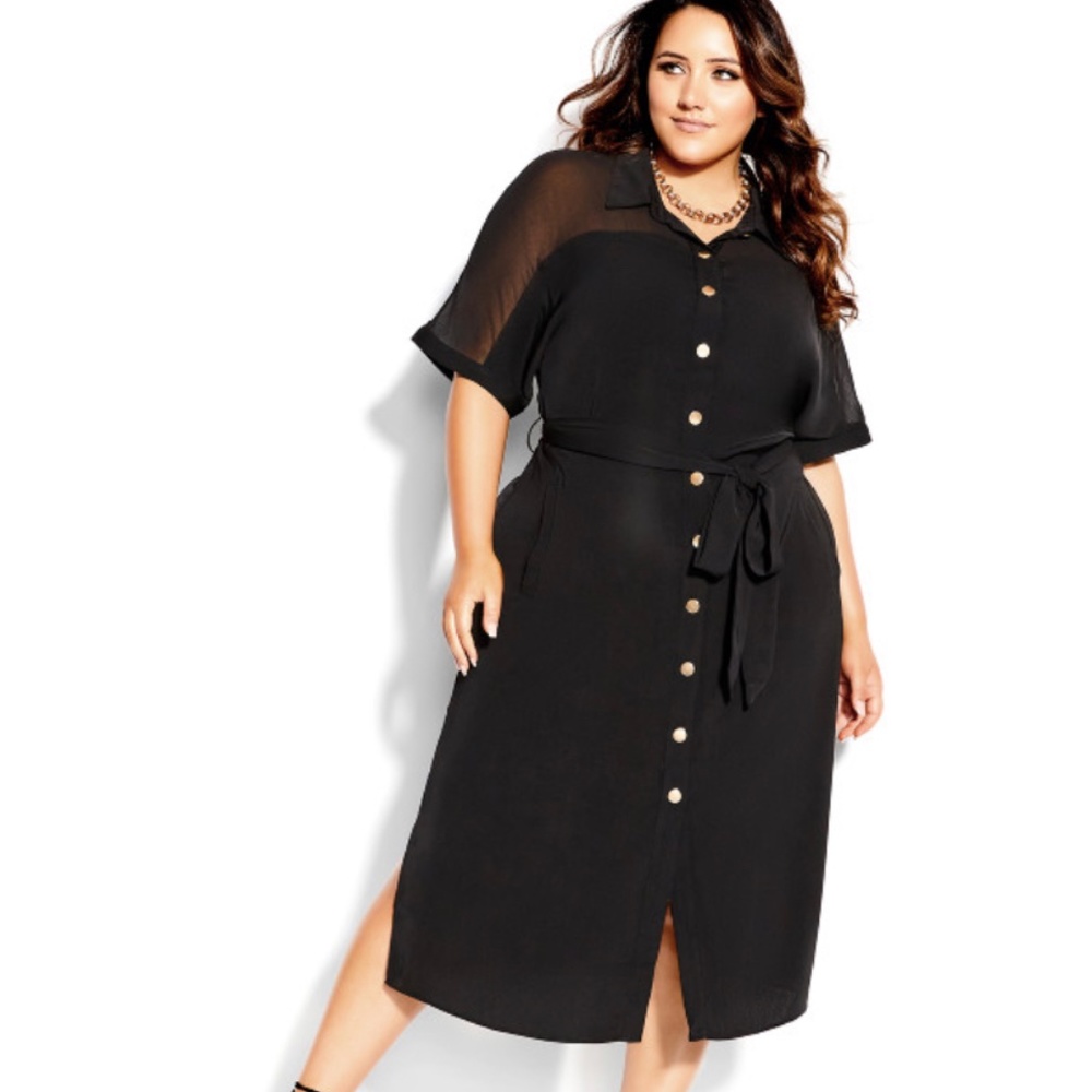 NWT City Chic Draw The Line Dress Black Dress Size16